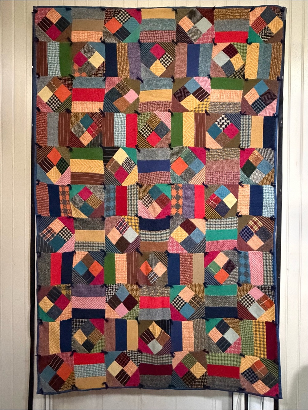 Vintage Handmade Quilt Wall Hanging 3x5ft Country Farmhouse Cottagecore VTG Boho